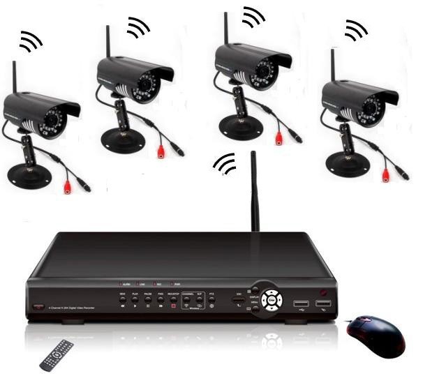 Kit supraveghere DVR fara fir cu 4 camere CCTV (PACHET CU HARD-DISK OPTIONAL)