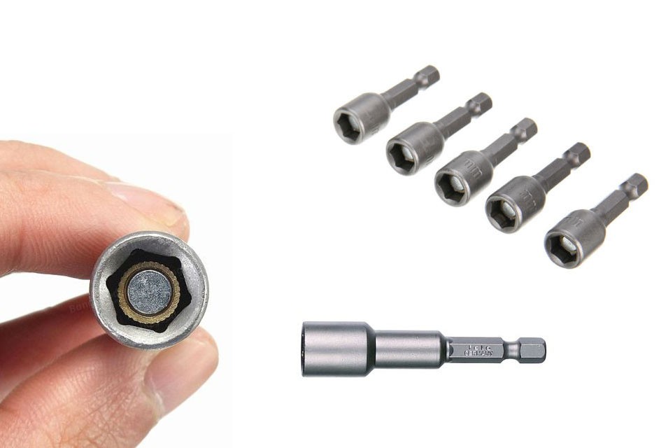 Set 5 adaptori magnetici profesionali 1/4 8mm pentru tabla
