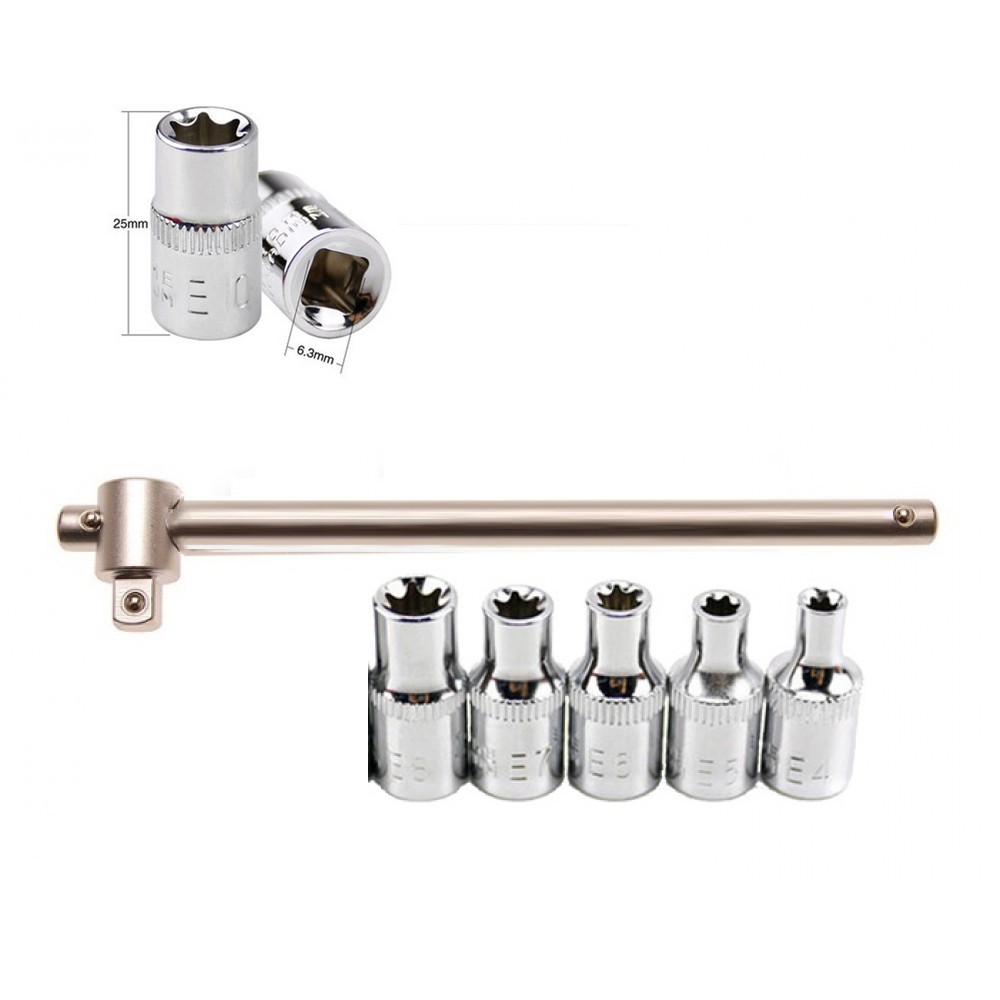 Set 5 tubulare torx E 1/4 cu antrenor culisabil