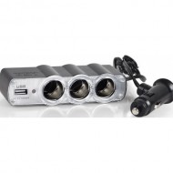 Bricheta auto priza tripla cu USB