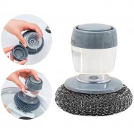 Dispozitiv cu burete din otel inoxidabil si dispenser pentru detergent vase